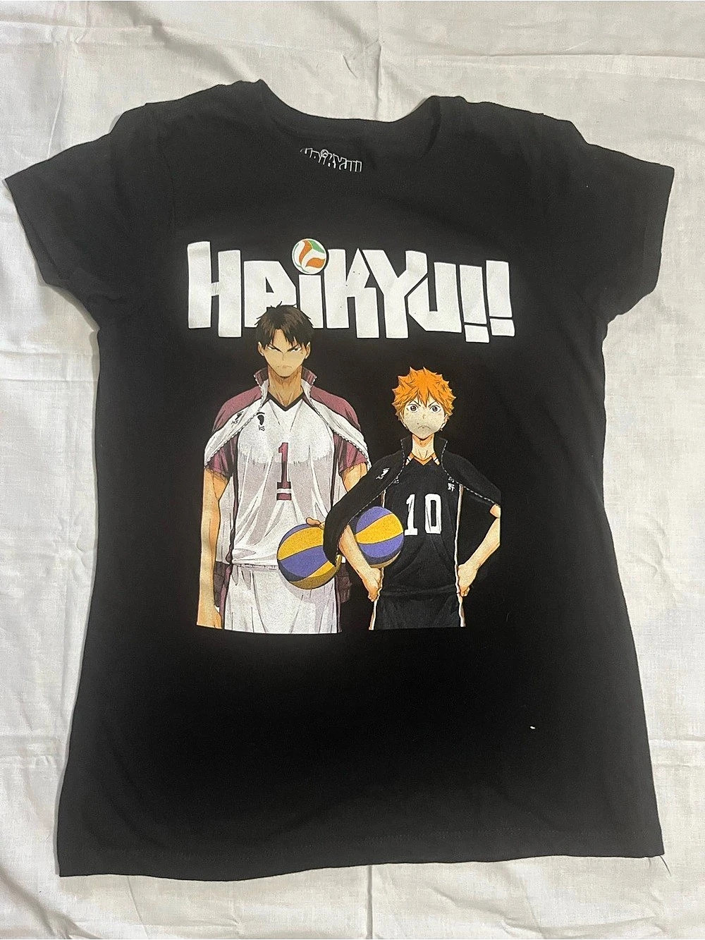 Crunchyroll Haikyu! Volleyball Anime Graphic T-Shirt Black & White Medium
